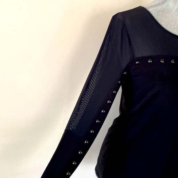 DKNY POLISHED NATURE 🖤BLACK🖤 MESH LONG SLEEVE PULLOVER TOP SIZE SMALL 🌟NWT🌟 - Picture 5 of 16